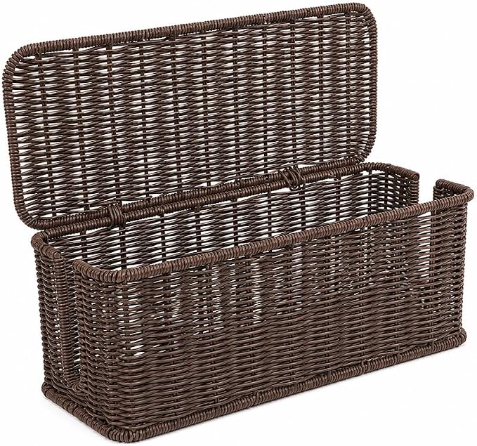 Cable Management Box, Handmade Rattan Cord Organizer by Cantalop