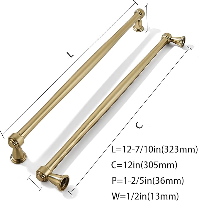 khtumeware 6 Pack 12 Inch(305mm) Champagne Bronze Cabinet Pulls Champagne Brass Kitchen Cabinet Handles Kitchen Cabinet Hardware for Cupboard Drawer Handles Dresser Pulls