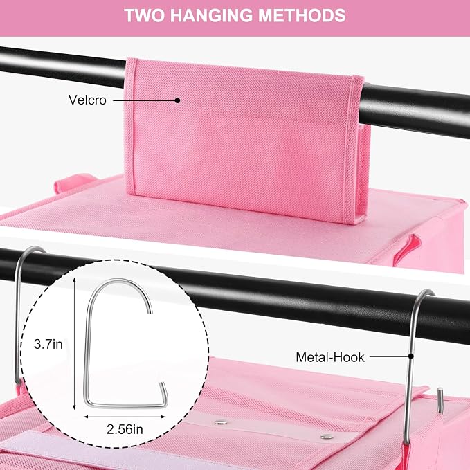 Fixwal Weekly Kids Clothes Organizer 6-Shelf Hanging Closet Storage Pink | - Image 3
