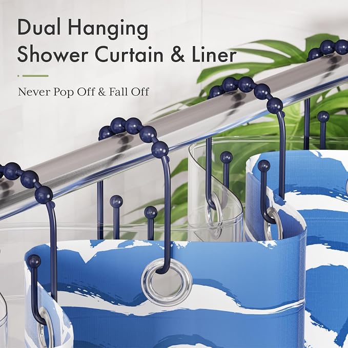 AmazerBath Shower Curtain Hooks, Sturdy Shower Curtain Rings, Metal Shower - Image 4