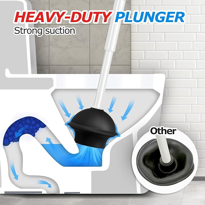 FORASTO 2in1 Toilet Brush & Plunger Set, Bathroom Essentials - Image 3