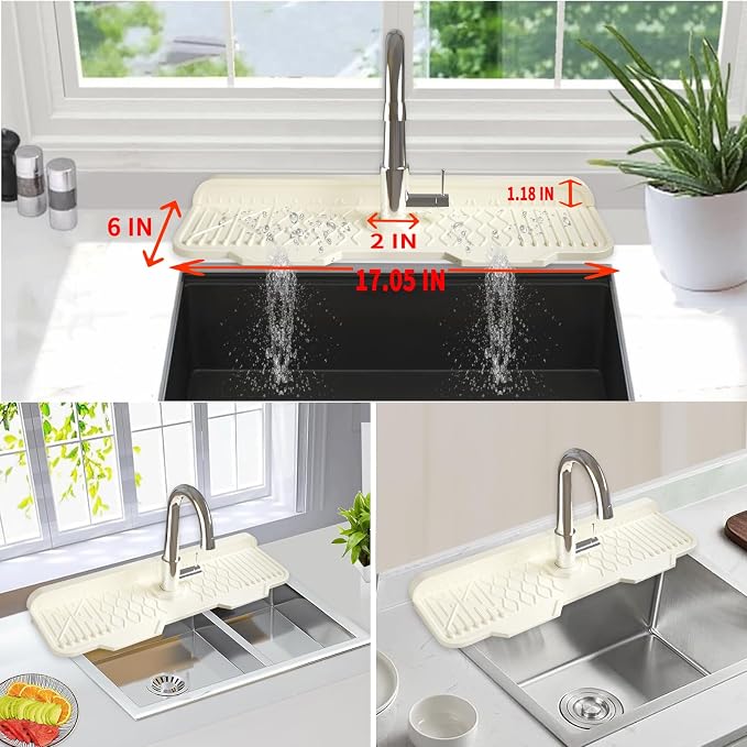 Silicone Sink Mat Splash Guard-17" x 6'' Sink Splash Guard, Kitchen Sink - Image 3