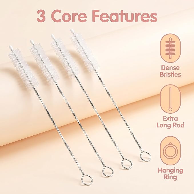 4 Pack Straw Cleaner Brush, Reusable Metal Handles Straw Cleaner Brush Extra - Image 2