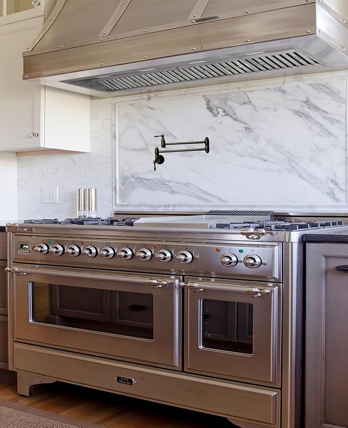 Akicon Range Hood Insert 54 Inch, 1200 CFM Built-in Kitchen Hood with 4 Speeds, Ultra-Quiet Stainless Steel Ducted Vent Hood Insert with Dimmable LED Lights and Dishwasher Safe Filters