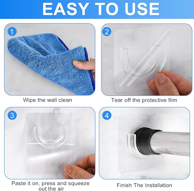 Shower Rod Holder, 12 Pack Transparent Shower Curtain Rod Holder - Image 5