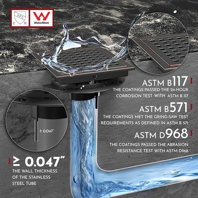 6 Inch Square Shower Floor Drain - Image 5