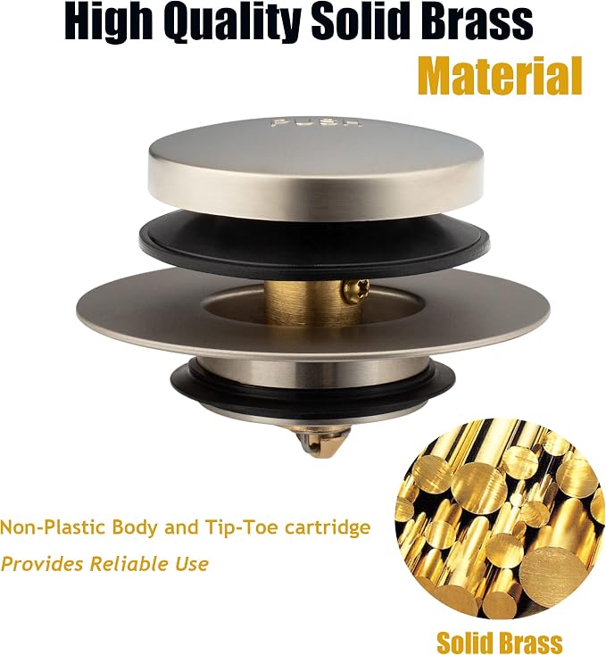 Universal Tip Toe Bath Drain Stopper and Cover, Bathtub Drain Stopper, Replaces - Image 5