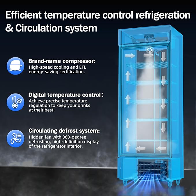 Commercial Beverage Refrigerator 15 Cu.ft. with Glass Door Display Merchandiser Fridge ETL Drink Cooler for Bars,Restaurants, Convenience Stores, Supermarkets and Offices White