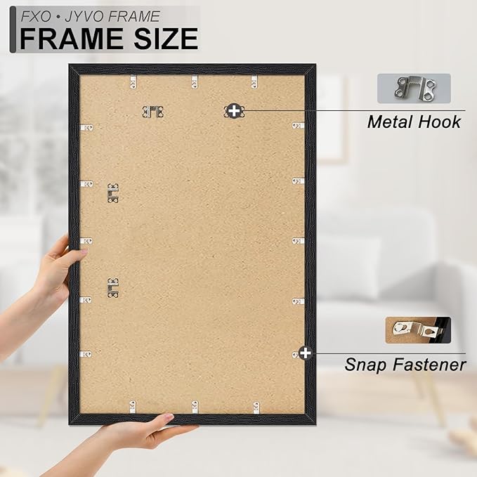 Engineered Wood 22 x 34 Frame Set of 2, Black Picture Frame for 22x34 Inch Poster Puzzle Photo, Light Weight 22by34 Poster Frame with Wood-grain for Wall - 2 Pack/Black/22 x34