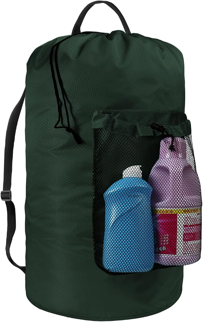 Laundry Bag with Shoulder Straps and Mesh Pocket Laundry Backpack Large by CATOTEL