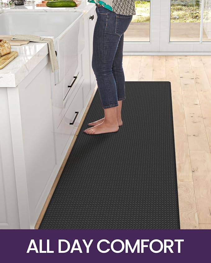 DEXI Kitchen Floor Mats Cushioned Anti Fatigue, 23x94, Large Long Standing Runner Rug Waterproof, Comfort Memory Foam Padded for Front Sink Laundry, Black