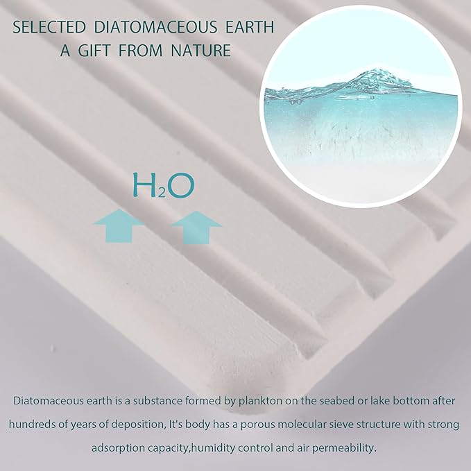 2 PCS Water Absorbent diatomite Coasters, 9.5" x 5.5" Water Absorbing Stone Tray for Sink, Stone Drying mat for Kitchen Counter, Stone soap Tray Used for Hand Soaps & toiletries & Plants
