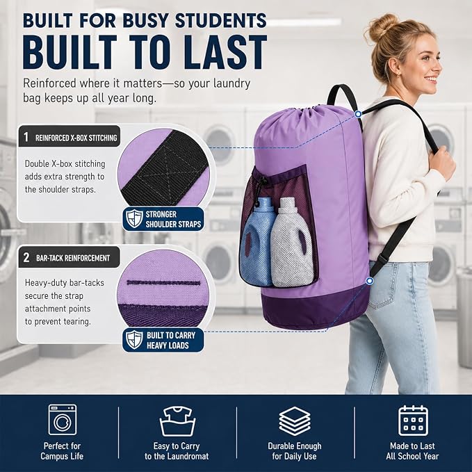 Backpack Laundry Bag, Durable polyster Laundry Backpack Bag - Image 4
