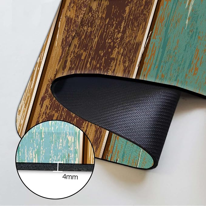 MCALK Wood Pattern Teal Kitchen Sink Faucet Mat Splash Guard, Absorbent - Image 6