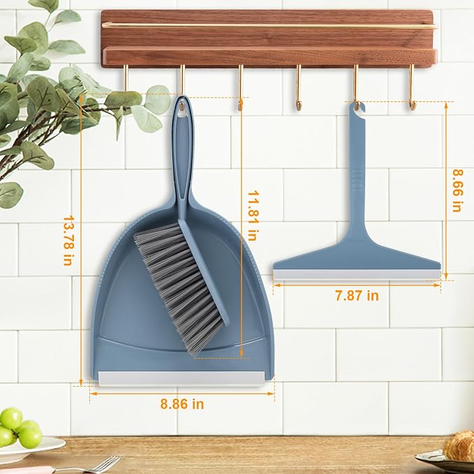 Hand Broom and Dustpan with Squeegee, Mini Dust Pan and Brush Set with a Scraper - Image 5