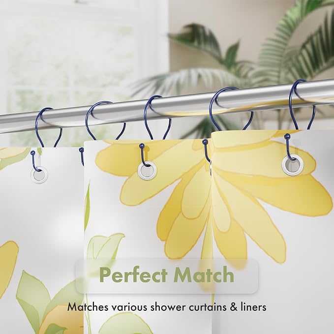 AmazerBath Shower Curtain Hooks Blue Shower Curtain Rings, Simple Double Hook - Image 4