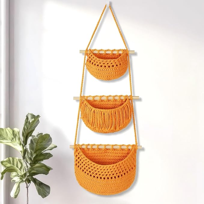 Boho Style Handwoven Rope Hanging Basket by GLDFI