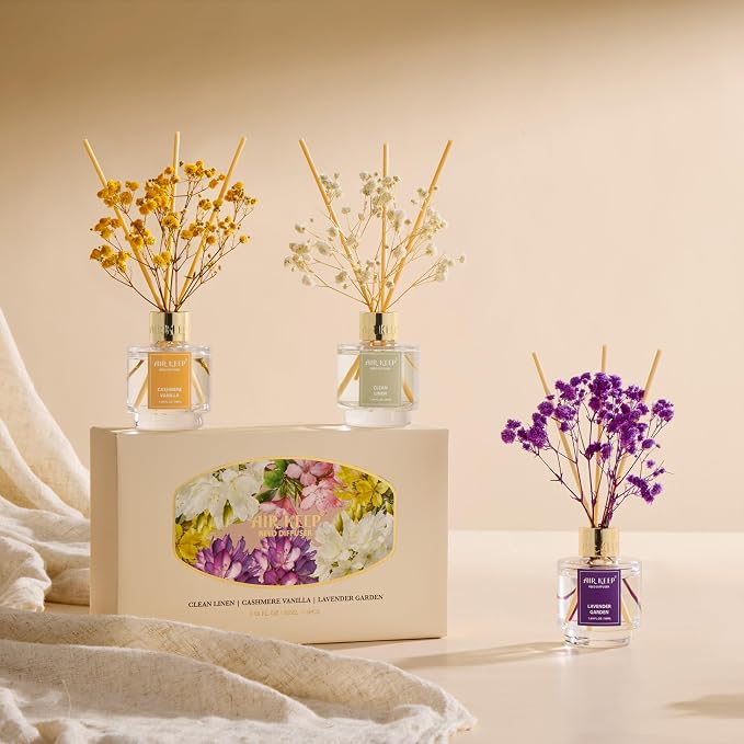 Reed Diffuser Set of 3, Clean Linen Cashmere Vanilla Lavender Garden Oil Reed - Image 5