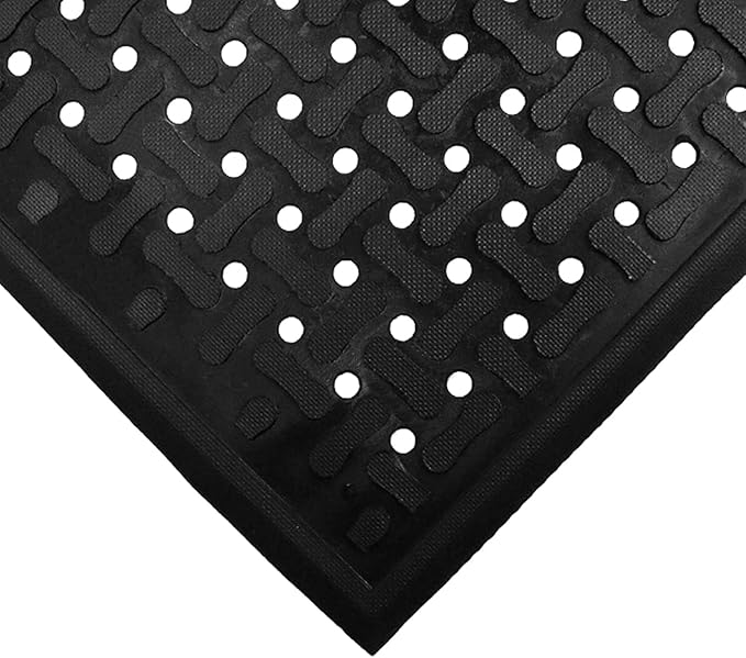 M+A Matting Comfort Flow Anti Fatigue Mat - Grease Proof, Oil Proof, Odor Resistant, Lightweight Commercial Kitchen Mat for Wet Areas – Black (4' x 6')
