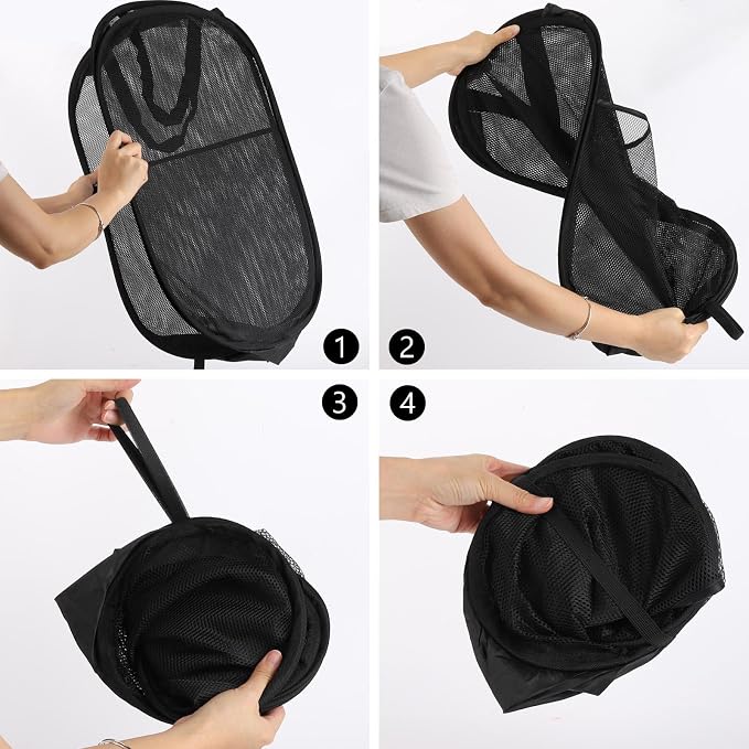 4Pcs Pop Up Laundry Basket Set, Collapsible Pop Up Hamper in 4 Colors, Mesh - Image 7