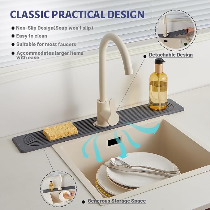 Stone Faucet Mat for Kitchen Sink, Water Absorbing Sink Water Splash Guard | - Image 4