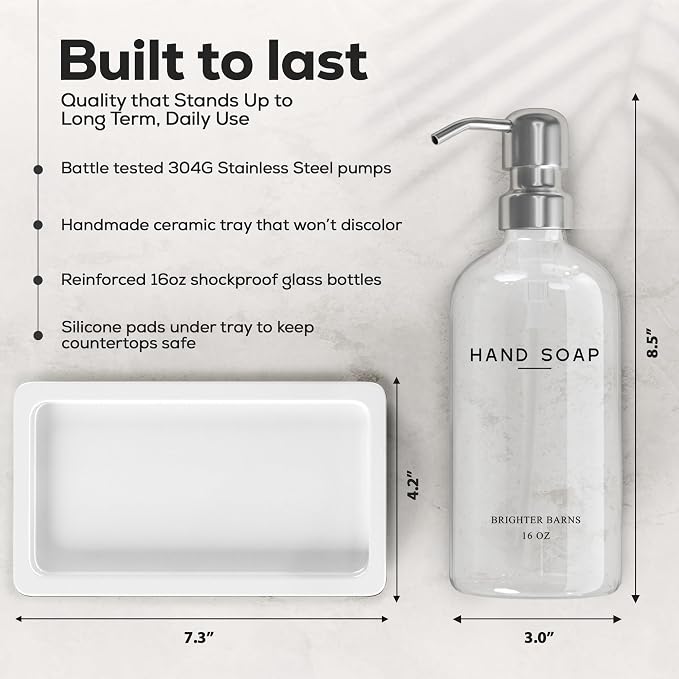Glass Hand and Dish Soap Dispenser Set by Brighter Barns - Image 3