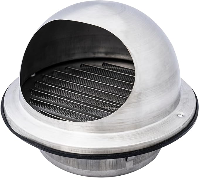 Fits 5" Neck Dryer Duct | Stainless Steel Round Exhaust Air Dryer Vent Cover Hood with Rubber Seal - Rust-Resistant, Weatherproof and Efficient Airflow Exterior Wall Outlet Duct Ventilation Grille