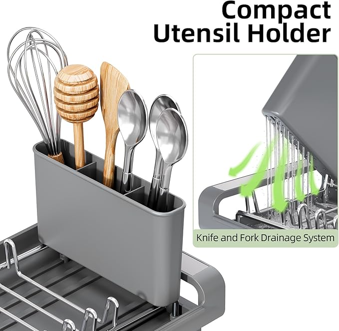 TOOLF Small Dish Drying Rack, Expandable and Space-Saving, Compact Design Fits - Image 5
