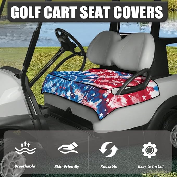 Golf Cart Seat Cover Cushion with Universal Fit, Featuring Breathable Fabric, Waterproof Protection and Secure Design for Long Outdoor Rides