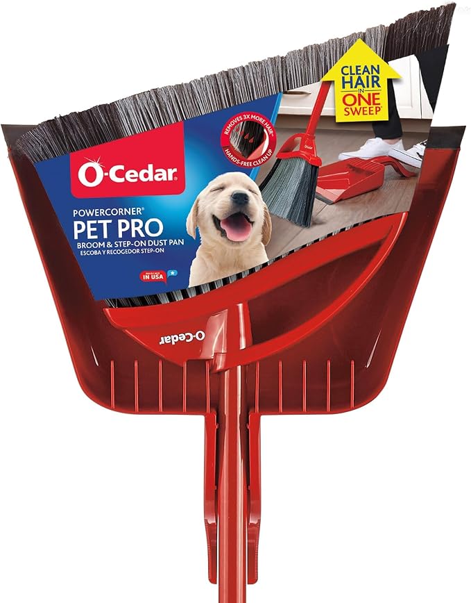 O-Cedar Pet Pro Broom with Step-On Dustpan | Remove 99% with One Sweep | by Unknown