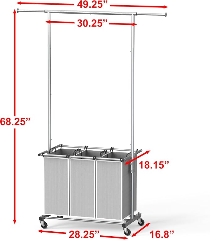 Simple Houseware Laundry Sorter Cart - Image 2