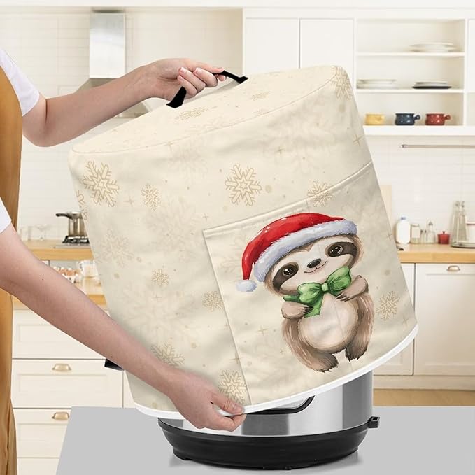 Christmas Tree Sloth Pressure Cooker Cover Instant Pot Accessories Instant Pot Kitchen Appliance Dust Cover with Pockets for Rice Cooker Air Fryer Slow Cooker Dust Covers for Kitchen Size L