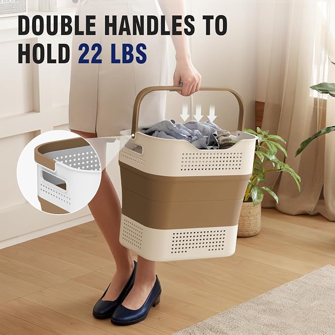 TECHMILLY Collapsible Plastic Laundry Basket Hamper - Image 4