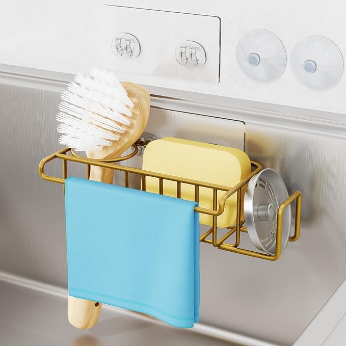 HapiRm Sponge Holder for Kitchen Sink, No Drill Kitchen Sink Caddy Organizer by HapiRm