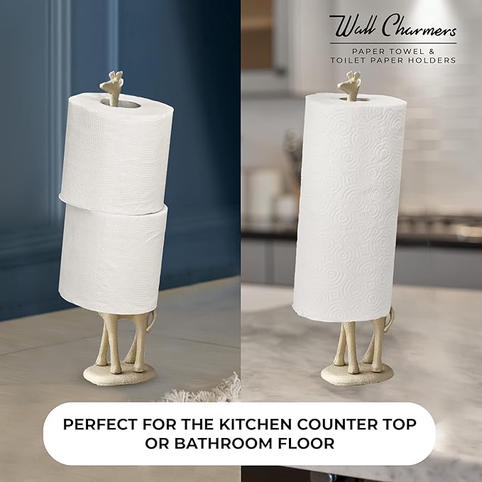 WallCharmers Gold Paper Towel Holder, Metal Toilet or Kitchen Paper Holder - Image 3