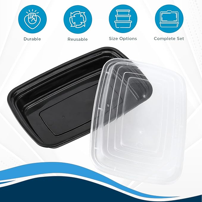 Ruthy's Outlet Square Food Storage W/Lids - Meal Prep Containers - Reusable, Stackable, 24 oz, 15 Pack