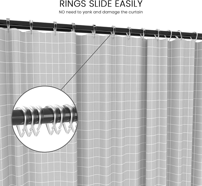Top-spring Clear Shower Curtain Hooks 12Pcs Drop Shaped Hooks - Image 5