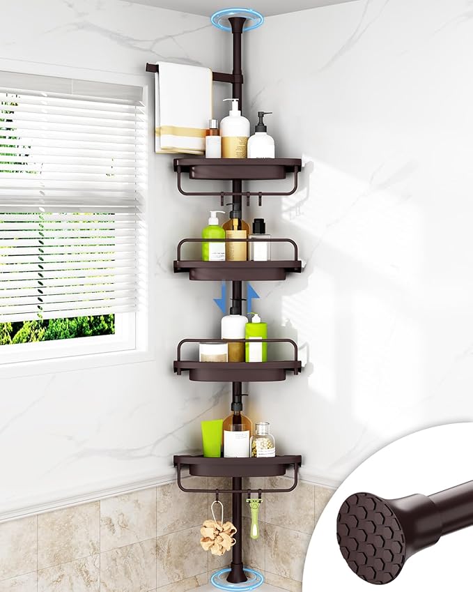 ALLZONE Corner Shower Caddy Tension Pole, Extendable Rustproof Stainless Steel by ALLZONE