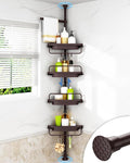 ALLZONE Corner Shower Caddy Tension Pole, Extendable Rustproof Stainless Steel by ALLZONE
