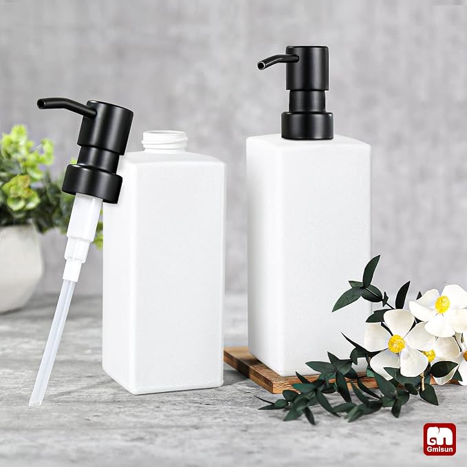 GMISUN White Soap Dispenser, Bathroom Hand Soap Dispenser, Glass Dispenser - Image 6