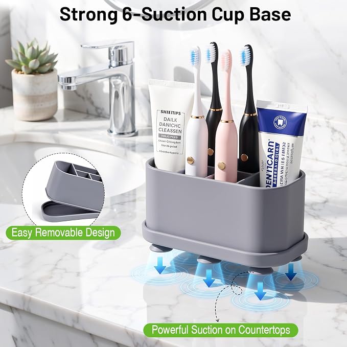 Luxspire Toothbrush Holders for Bathrooms, 5 Slots, Toothbrush Holder - Image 2