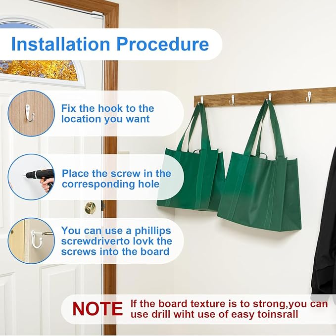 15 Pcs White Coat Hooks, Wall Hooks - Image 4
