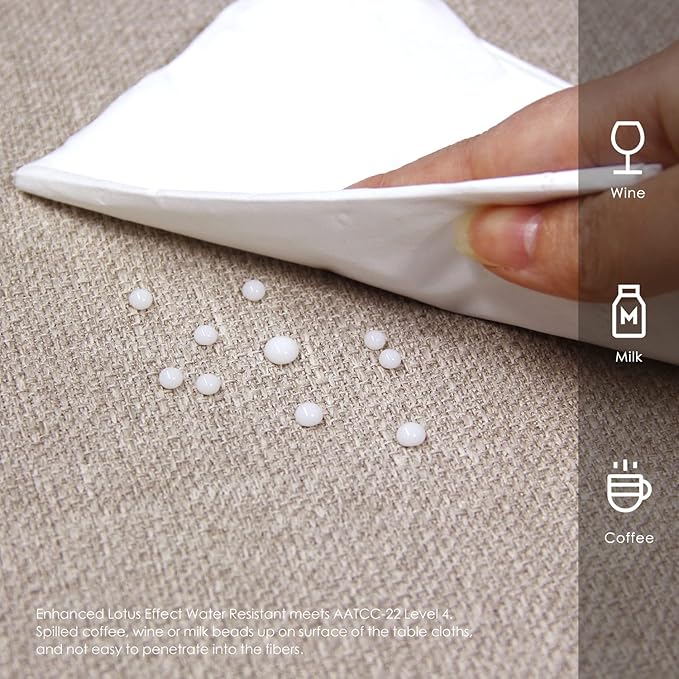 BALCONY & FALCON Rectangle Tablecloth Washable Wrinkle Resistant and Water Proof Table Cloth Decorative Linen Fabric Tablecloths for Dining Parties Kitchen Wedding and Outdoor Use (Beige, 57x118)
