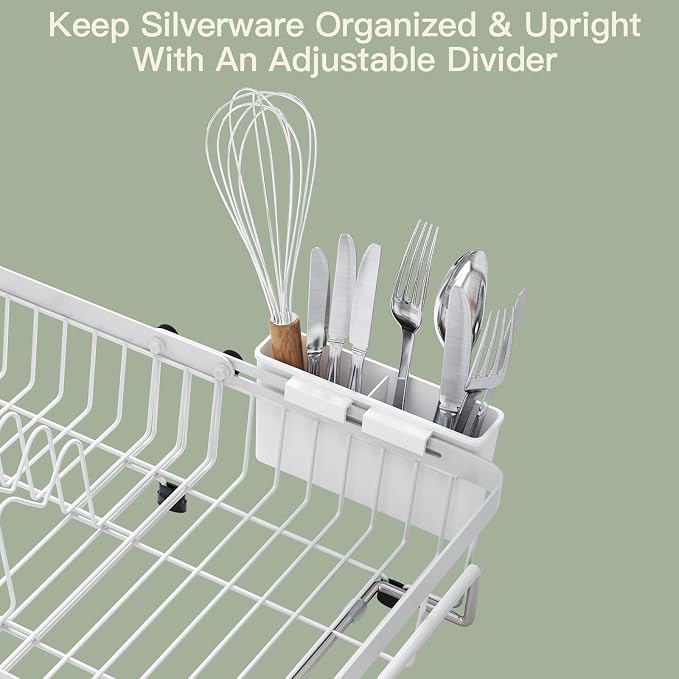 White Dish Drying Rack Over The Sink - Image 9