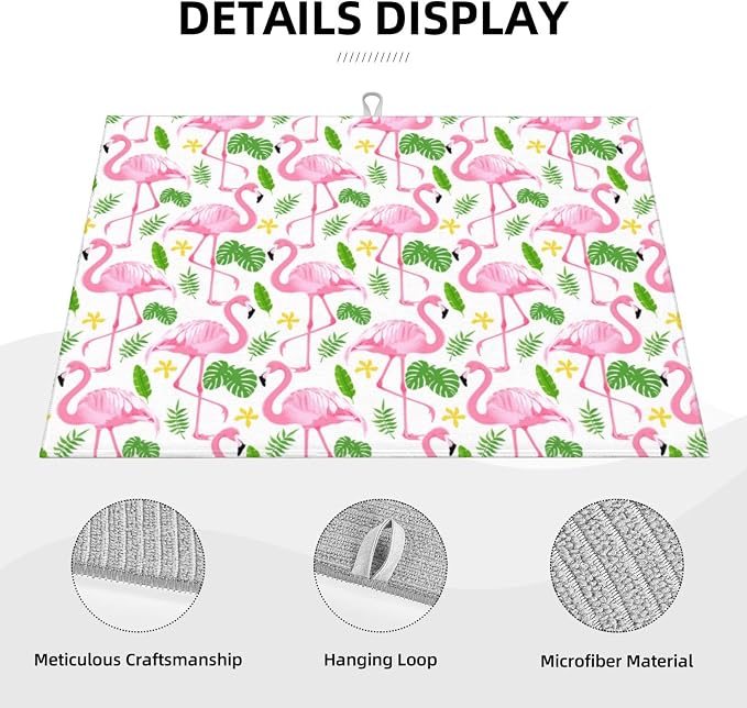 Pink Flamingo Leaf Dish Drying Mat - Image 3