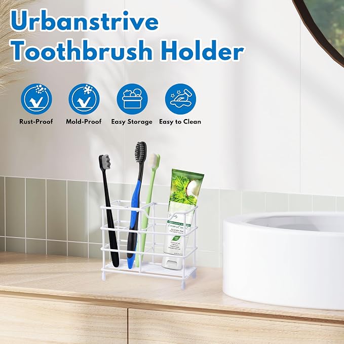 Toothbrush Holders for Bathrooms 304 Stainless Steel Quick Drying White | - Image 2