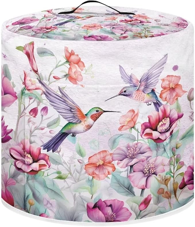 Hummingbird Pattern Air Fryer Cover Washable Pressure Cooker Dust Cover for 3 Qt Small Kitchen Appliance Cover with Top Handle Dust Protection Bread Cover