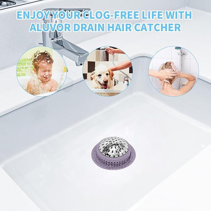 Aluvor Bathtub Drain Hair Catcher Shower Drain Cover Sink Drain Protector | - Image 6