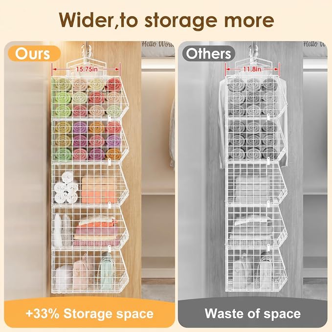 4" Extra Deeper Foldable Hanging Closet Organizer, Small Wire Cabinet Shelves - Image 4
