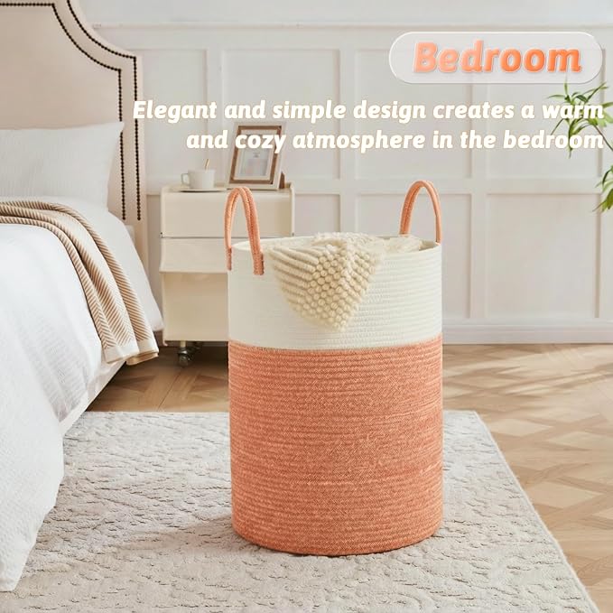 Laundry Basket, Woven Cotton Rope Laundry Hamper, 100L - Image 6
